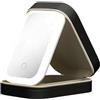 KMQRDZi Portagioie di grande capacità, borsa cosmetica con luce a LED e specchio, borsa cosmetica portatile, borsa per il trucco multifunzione,Impermeabile, Nero , 18*13*7cm, Elegante