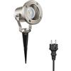 ledscom.de Faretto da giardino con picchetto a terra MIBU per uso esterno, acciaio inox, cromo opaco, incl. lampada LED GU10 (bianco, 5,3W, 504lm, 50°)