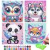 Glvomazty 4 Pezzi Diamond Painting Kit, 5D Kit per Pittura Diamante per Bambini Animale Fai da Te Pittura con Diamanti Decorazione della Parete di Casa 18 x18cm