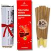 Calmveda Casetta Natalizia Incenso Cannella Candy - (80 bastoncini naturali) pulito niente carbone, Vaniglia speziata e cremosa e saporito incenso al mandarino, fiori riciclati | incenso natalizio