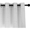 GIRASOLE HOME® Coppia Tende Bianche Semi Oscuranti Fantasia Stelline Argentate Tenda per Soggiorno Camera Cameretta Cucina e Interni 2 Pannelli con Occhielli (Bianco, 140x290cm)
