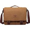 FORRICA Borsa a Tracolla Uomo Tela Messenger Bag per 14 Pollici Laptop Ventiquattrore Uomo Borse Messenger Multifunzione per Viaggio Lavoro Scuola Università Marrone