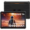 HOTWAV R8 2024 Rugged Tablet 10.1 pollici Android 14 Tablet PC Robusto 10800mAh, 12GB+128GB Octa-core 1TB Espandibile IP68/69K Tablet Impermeabile 13MP 4G Dual SIM 5G WiFi Face ID/OTG/GPS