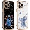 Stradvnaly [2 Pezzi] Stitch Cover per iPhone 8 iPhone 7 iPhone SE 2022/2020 4,7, Cartoon Anime Galvanizzato Custodia per Protezione Fotocamera Sottile Protettiva TPU Antiurto Silicone Cover,Bianco e Nero,02