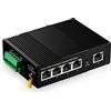 Binardat Switch Ethernet Industriale Poe a 5 Porte su Guida DIN, 4 Poe IEEE802.3af/at, 1 uplink, 10/100Mbps, Montaggio a Parete Senza Ventola, con Un Alimentatore Poe da 60W