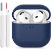 KOKOKA Custodia in Silicone Compatibile con AirPods 4 Case, LED Anteriore Visibile, Case Cover Protettiva Antiurto in Silicone Morbido per Airpods 4 Generazione 2024 con Kit di Pulizia, Deep Blue