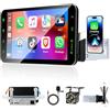 Podofo 1 DIN 9'' HD Autoradio con CarPlay/Android Auto Wireless, Bluetooth 5.0 Touchscreen con Mirror Link/GPS/SWC/EQ/FM/RDS/TF/USB+Microfono+Telecamera Posteriore