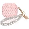 DiyGody Custodia Compatibile con Airpods 4 Generazione con Portachiavi in Perla, Cover Protettiva con Disegno di Diamante Scintillante per Donne, Case in TPU Antigraffio Antiurto Antipolvere, Rosa