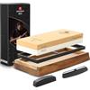 XINZUO Pietra per Affilare Affilacoltelli Bifacciale Grana 1000/5000 | 5 Pezzi Professionale 2-in-1 Pietra Affilacoltelli, Affila Coltelli-con Base Antiscivolo e Guida Angolare e Pietra Appiattita