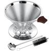 LOOFORE Filtro Caffe Filtro Caffettiera, Filtro Caffe Americano, Filtro Caffè Contagocce Riutilizzabili, Filtro da Caffè Permanente in Acciaio Inox con Pennello Pulito per 3-4 Tazze