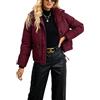 FeMereina Piumino invernale da donna con cappuccio, oversize, a maniche lunghe, colletto alla coreana, trapuntato, corto, con tasche, Rosso ciliegia, L