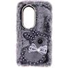 YKTO Custodia per Telefono in Peluche per Coniglietti per Honor 70,Cute Diamond Pearl Rabbit Girls Custodia Morbida e Confortevole in Finta Peluche per Honor 70,Coniglio grigio perla