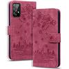 Rosbtib Custodia Compatibile con Samsung Galaxy A52 5G/4G & A52s 5G, Pelle Premium Magnetica Flip Cover Funzione Supporto Portafoglio Cover per Galaxy A52 5G, Rosso Gatto