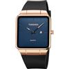 TONSHEN Uomo e Donna Orologi da Polso Unisex Acciaio Inossidabile Quadrato Quadrante Calendario Cassa e Gomma Cinturino Analogico Quarzo Orologio (Rosa Blu)