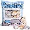HXPLN Cuscino di peluche del gatto, giocattoli di peluche del gatto rimovibili del budino, sacchetto di animale ripieno del gatto, regalo del gatto carino per le ragazze (8 gattini blu)