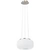 Eglo Lampada a sospensione Optica, 2 fiamme, lampada a sospensione in acciaio, colore: nichel opaco, vetro: opale bianco opaco, portalampada: E27, Ø: 28 cm
