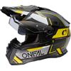 O'NEAL | Casco moto | Enduro Touring Adventure | Good Fit, Pinlock & Bluetooth abilitato, visiera parasole integrata, ECE 22.06 | Casco D-SRS SQUARE V.23 | Adulto | Nero Grigio Giallo Neon | XS