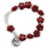 OVUNQUE PROTEGGIMI Bracciale Decina del Rosario - Rosa Rossa e Medaglia di Santa Rita