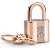 PANDORA Pendente con lucchetto e chiave Moments placcato in oro rosa 14 carati con zirconia cubica trasparente