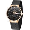 LIGE Orologi da Uomo Moda Semplice Impermeabile Quarzo Analogico Nero Minimalisti Orologi Uomo Orologio da Polso Casual con Inossidabile Cinturino in Acciaio