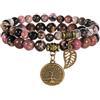Farfume Braccialetti Chakra da donna - Bracciale con cristalli di pietre curative per donna Bracciale con pietre preziose naturali - Un set di braccialetti con doppia perla(Perle di Rodonite)