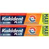 Kukident Plus Doppia Azione MAXI Crema Adesiva Dentiere Totali Parziali, 2x65g