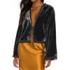 R.Vivimos Autunno Inverno Velluto Giacche Per Le Donne Calde Maniche Lunghe Casual Cropped Giacca Collarless Pizzo Cardigan Breve(L,Nero)