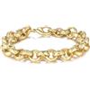THE BLING KING Braccialetto Belcher da uomo di alta qualità placcato oro da 12 mm con taglio a diamante, bracciale da uomo per polso da 20,3 cm, 51 g, lussuosa finitura dorata, Medium, Ottone