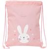 Safta PRESCUCOLAR BUNNY - Zaino a sacco piatto, facile da pulire, ideale per bambini di diverse età, comodo e versatile, qualità e resistenza, 26 x 1 x 34 cm, colore rosa, Rosa, Estándar, Casual