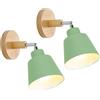 TOKIUS 2 pezzi Lampade da Parete Vintage Applique da parete Interno Moderno Applique in Metallo e Legno Lampadari e Plafoniere regolabile E27 Luce da Camera da Letto Soggiorno (2 pezzi, Verde)