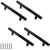Zerniple Lunghezza complessiva: 150 mm, maniglia a T nera, maniglia per armadio da cucina, in lega di alluminio, per cassetti, armadietti, maniglie, distanza tra i fori, 96 mm, 4 pezzi