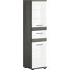 xonox.home Blake X02B2710 - Armadietto alto da bagno, con struttura in argento fumo, 35 x 134 x 31 cm