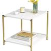 Romimex Tavolino ausiliario bianco oro metallo legno MDF 40 x 43 x 40 cm