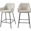 BAÏTA Set di 2 sgabelli da bar NILS in tessuto beige e gambe in metallo nero
