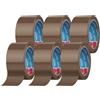 GRIFEMA GA4004-6 Nastro Imballaggio Silenzioso, Adesivo per Sigillare Scatole Cartone, Spedizioni, Traslochi, Resistente, Marrone, Confezione da 6 Rotoli, 66 m x 50 mm