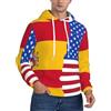 JEJEA Felpa con cappuccio casual da uomo con stampa bandiera della Spagna americana, felpa a maniche lunghe comoda traspirante con cappuccio da palestra con tasca, Nero , L