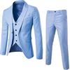 Generic Tuta da uomo, 3 pezzi, slim fit, giacca da uomo, giacca da uomo, pantaloni per matrimonio, business, vestibilità normale, per smoking, Celeste., XXXL