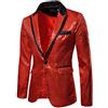 Generic Giacca con paillette, da uomo, elegante, slim fit, un bottone, con brillantini, per lavoro, matrimonio, tempo libero, feste, balli di fine anno, cena, Colore: rosso, S