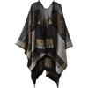 YUXITA Poncho reversibile modello geometrico maglione maglione pashmina scialle avvolgente sciarpa mantello scialle etnico sciarpa invernale poncho