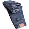 BoShiNuo Jeans da uomo in pile caldo inverno spesso slim fit business casual blu pantaloni classici in cotone elastico nero pantaloni in denim, Blu Grigio 9, 48