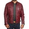 A1 FASHION GOODS Giacca da motociclista da uomo, in vera pelle, con chiusura a zip, colore nero vintage Borgogna M