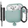 AOTUAO Custodia Compatibile con AirPods 4a Generazione Case Cover con Kit di Pulizia, Case Protettiva Antiurto in Silicone per AirPods 4 2024 Custodia con Moschettone, Cloud Grey