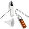 Fleymu 2 Pezzi Strumento per la Polvere di Spezie con Altezza con Cucchiaio, Scatola Portapillole in Vetro di Perdite, con Mini Imbuto, Dosatore Dosatore Snuff Sniff, per Esterni(57 mm)