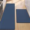 COLOR&GEOMETRY 10mm Tappeto da Cucina Antifatica-Set di 2 Runner Antiscivolo 44x75+44x150cm, Facile da Pulire, Impermeabile e Resistente all'Olio, Ideale per Zona Lavello e Piano Cottura, Blu
