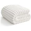 WAVVE Coperta Plaid Pile 150x200 cm, Coperta Letto Singolo/Letto Matrimoniale, Coperta di Flanella 300gsm 200x150 cm, Coperta Divano Grande Caldo Morbida, Bianco