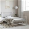 vidaXL Giroletto con Testiera e Pediera Metallo Bianco 100x190 cm
