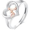 INFUSEU Anello Iniziali, Argento Sterling 925 Cuore A Lettera Anelli Aperti Cuore Forma Nome Iniziale Alfabeto Dalla A-z Gioielli Personalizzati Regolabili Alfabetici Regali per Donne Ragazze
