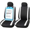 Upgrade4cars Coprisedili Auto Bianco Nero Anteriore Universali | Set Copri-Sedile Universale per Guidatore e Passeggero | Accessori Auto Interno