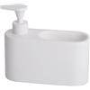 KOOK TIME Dispenser sapone cucina | Porta sapone cucina e porta spugna ceramica | Dispenser detersivo piatti | Organizzatore per lavello da cucina compatto. 18x6x15.8 cm. Colore: Bianco Mate