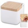 KOOK TIME Porta sale grosso e fino, Barattoli sale per cucina o tavolo in ceramica con coperchio girevole in bambù ecologico, Barattolo sale grosso e fino, Dimensioni 11,2 x 11,2 x 11,2 cm. Bianco